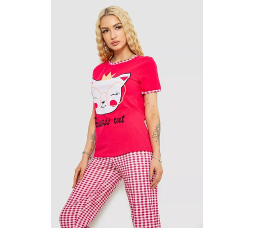 Женская пижама с принтом, цвет малиновый, 243R15694