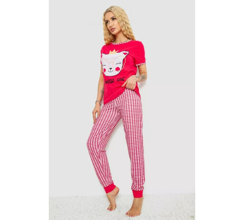 Женская пижама с принтом, цвет малиновый, 243R15694