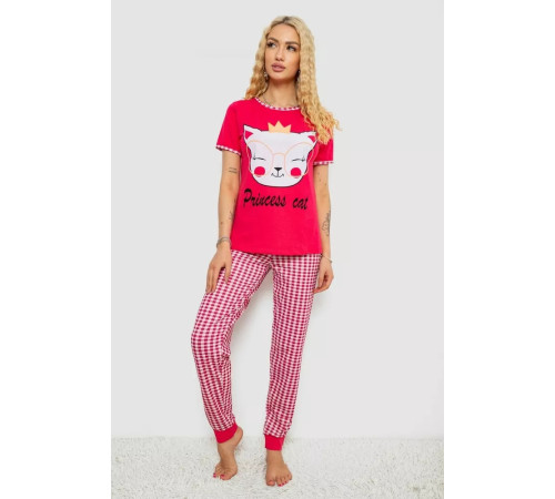 Женская пижама с принтом, цвет малиновый, 243R15694