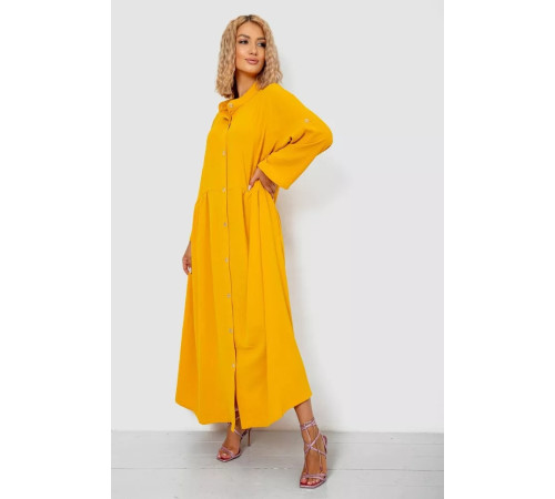 Платье-рубашка ткань жатка, цвет темно-желтый, 102R5249