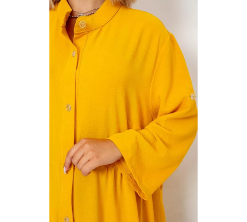 Платье-рубашка ткань жатка, цвет темно-желтый, 102R5249