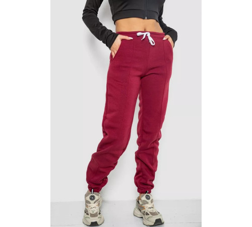 Спортивні штани жіночі на флісі, колір бордовий, 247R7555