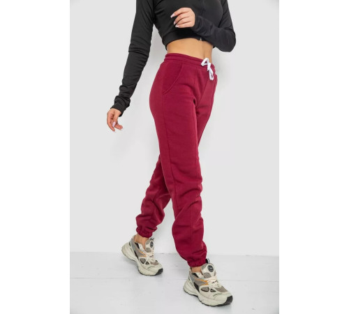 Спортивні штани жіночі на флісі, колір бордовий, 247R7555