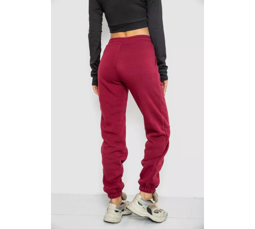 Спортивні штани жіночі на флісі, колір бордовий, 247R7555