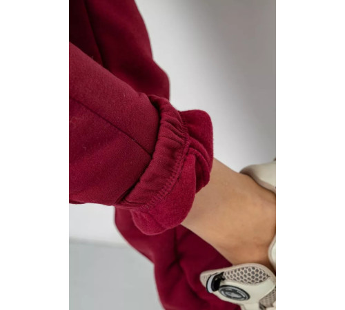 Спортивні штани жіночі на флісі, колір бордовий, 247R7555