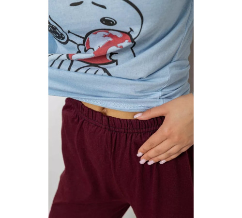 Піжама жіноча з принтом, колір блакитний, 243R20260