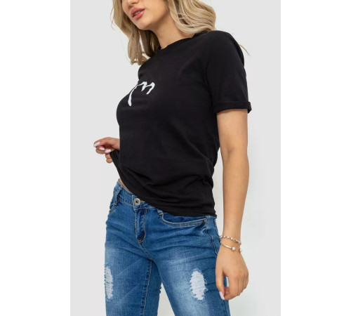 Женская футболка с принтом, цвет черный, 238R57384