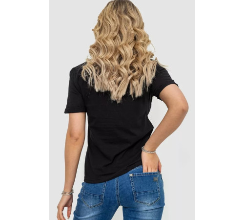 Женская футболка с принтом, цвет черный, 238R57384