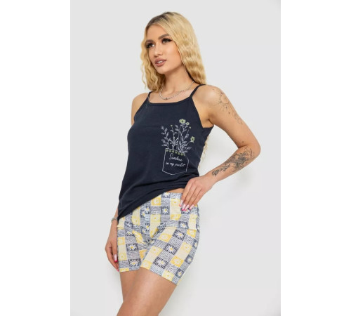 Жіноча піжама з принтом, колір темно-синій, 238R3052