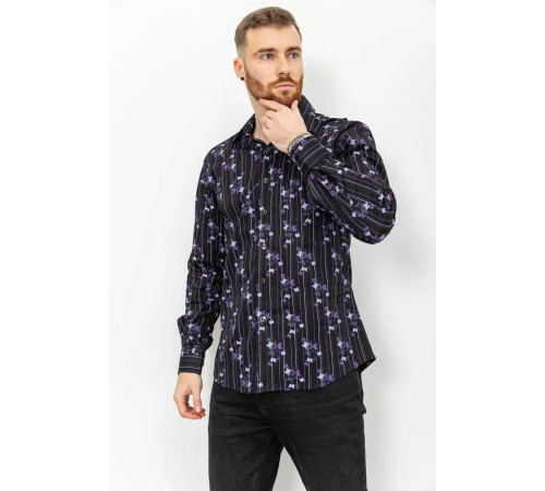 Сорочка чоловіча з принтом, колір чорний, 131R151017