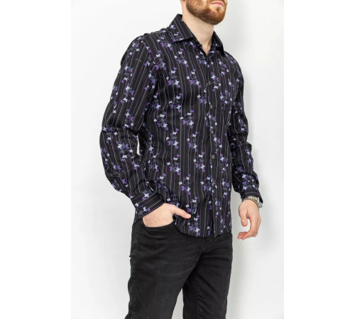 Сорочка чоловіча з принтом, колір чорний, 131R151017