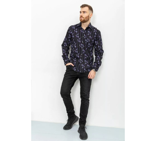 Сорочка чоловіча з принтом, колір чорний, 131R151017