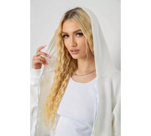 Кофта жіноча на блискавці з капюшоном, колір молочний, 238R104
