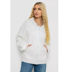 Женская кофта на молнии с капюшоном, цвет молочный, 238R104