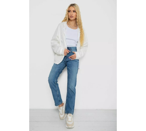 Кофта жіноча на блискавці з капюшоном, колір молочний, 238R104