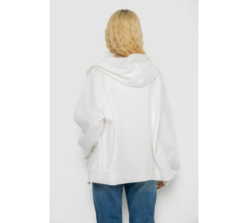 Кофта жіноча на блискавці з капюшоном, колір молочний, 238R104