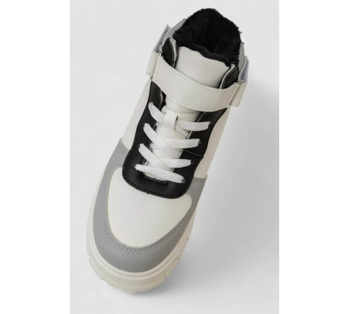 Кросівки жіночі зимові на хутрі, колір біло-чорний, 248RMB05-86