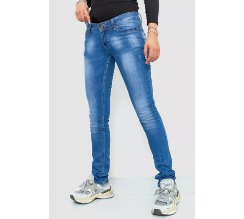 Джинсы женские с потертостями, цвет синий, 244RKL3301