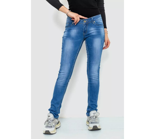 Джинсы женские с потертостями, цвет синий, 244RKL3301