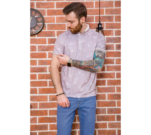 Принтованное мужское поло, светло-сливового цвета, 194R2115.