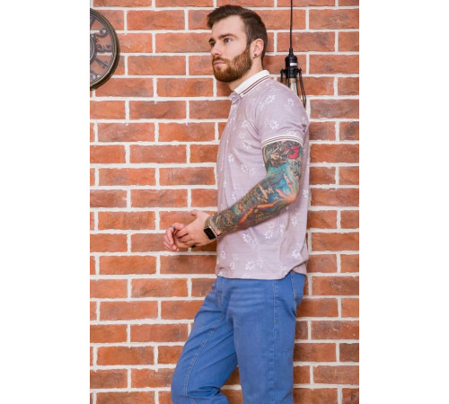 Принтованное мужское поло, светло-сливового цвета, 194R2115.