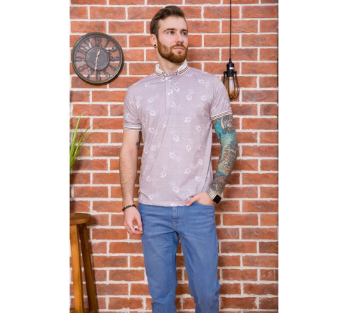 Принтованное мужское поло, светло-сливового цвета, 194R2115.