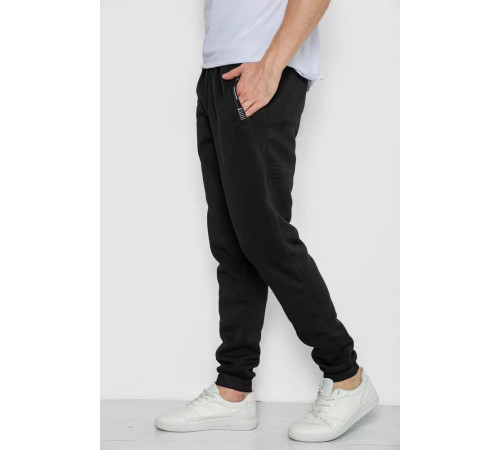 Спорт чоловічі штани на флісі, колір чорний, 244R41682