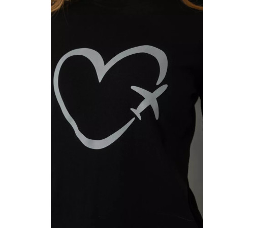 Жіноча футболка з принтом, колір чорний, 241R121