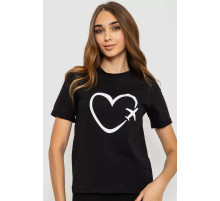 Женская футболка с принтом, цвет черный, 241R121.