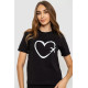 Жіноча футболка з принтом, колір чорний, 241R121