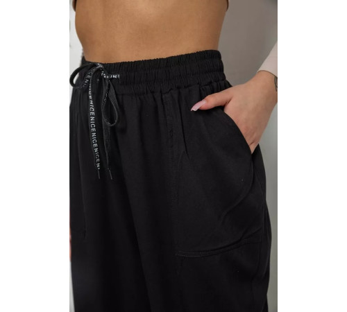 Брюки женские катоновые, цвет черный, 244RLE-075