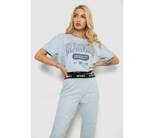 Женская пижама с принтом, цвет серый, 243R1488-015