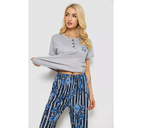 Женская пижама с принтом, цвет серый, 243R5886