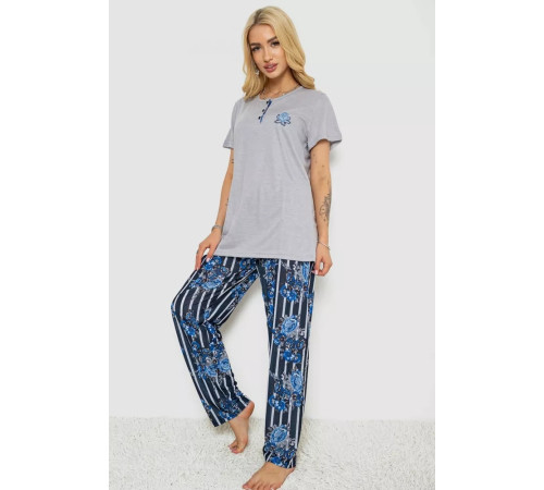 Женская пижама с принтом, цвет серый, 243R5886