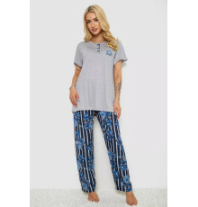 Піжама жіноча з принтом, колір сірий, 243R5886