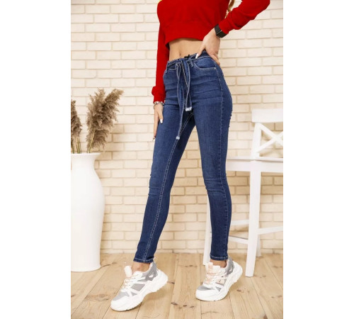 Темно-синие женские джинсы, скинные с поясом, 164R1180-7.