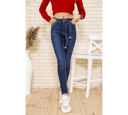 Темно-синие женские джинсы, скинные с поясом, 164R1180-7.