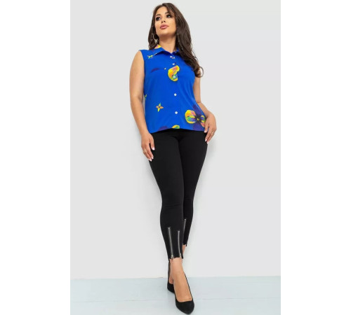 Блуза без рукавів з принтом, колір синій, 102R068-6