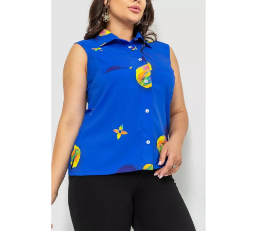Блуза без рукавів з принтом, колір синій, 102R068-6
