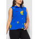 Блуза без рукавів з принтом, колір синій, 102R068-6