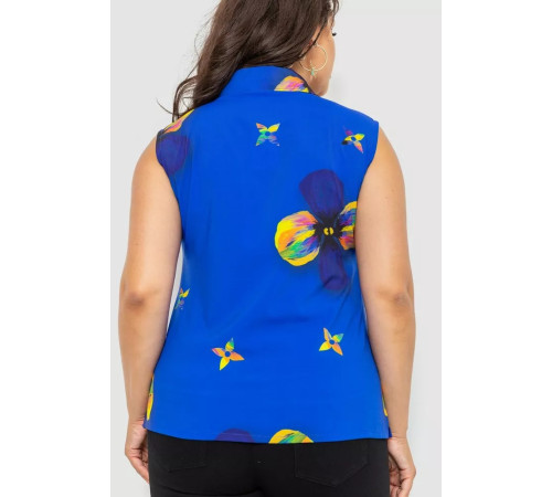 Блуза без рукавів з принтом, колір синій, 102R068-6