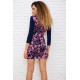 Приталенное короткое платье, сине-розового цвета в принт, 167R041-1.