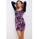 Приталенное короткое платье, сине-розового цвета в принт, 167R041-1.