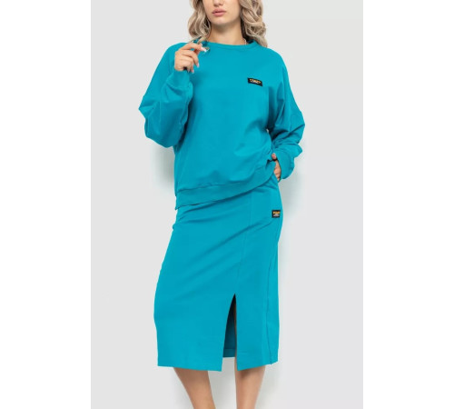 Костюм женский повседневный, цвет бирюзовый, 115R0517.
