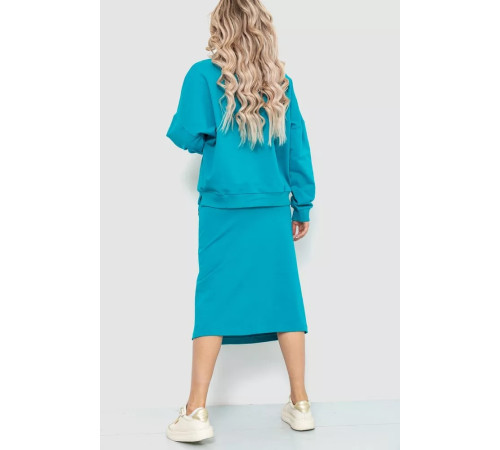 Костюм женский повседневный, цвет бирюзовый, 115R0517.