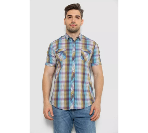 Рубашка мужская с коротким рукавом, цвет разноцветный, 214R7146