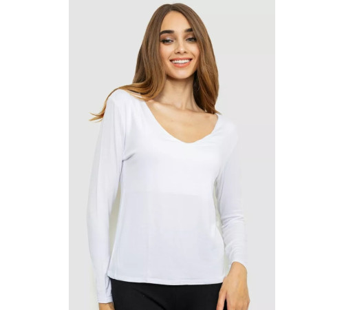 Тонкий женский лонгслив, цвет белый, 186R128.