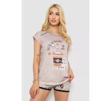 Піжама жіноча з принтом, колір бежевий, 243R7007-17