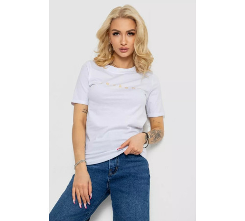 Футболка жіноча з принтом, колір білий, 238R57378-1