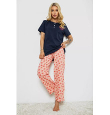 Піжама жіноча з принтом, колір синій, 243R10362